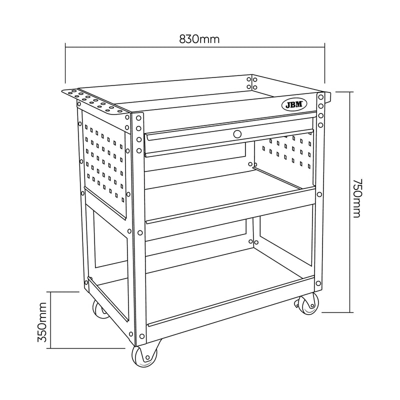 Carro con 3 bandejas y cajón  -  JBM JBM carro de herramientas