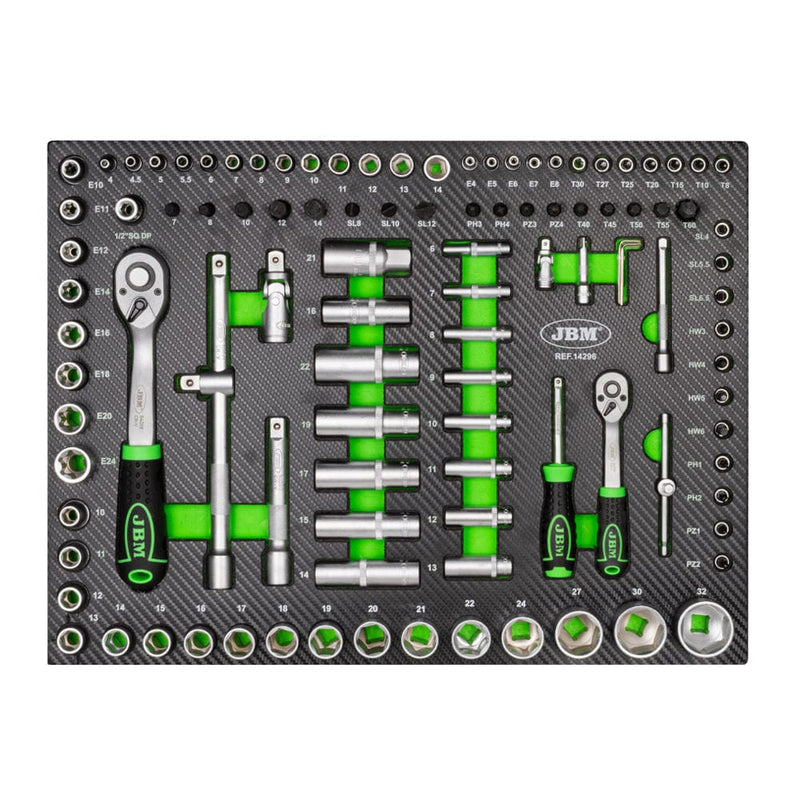 Carro 7 cajones verde con herramientas incluidas  -  JBM JBM Carro herramientas