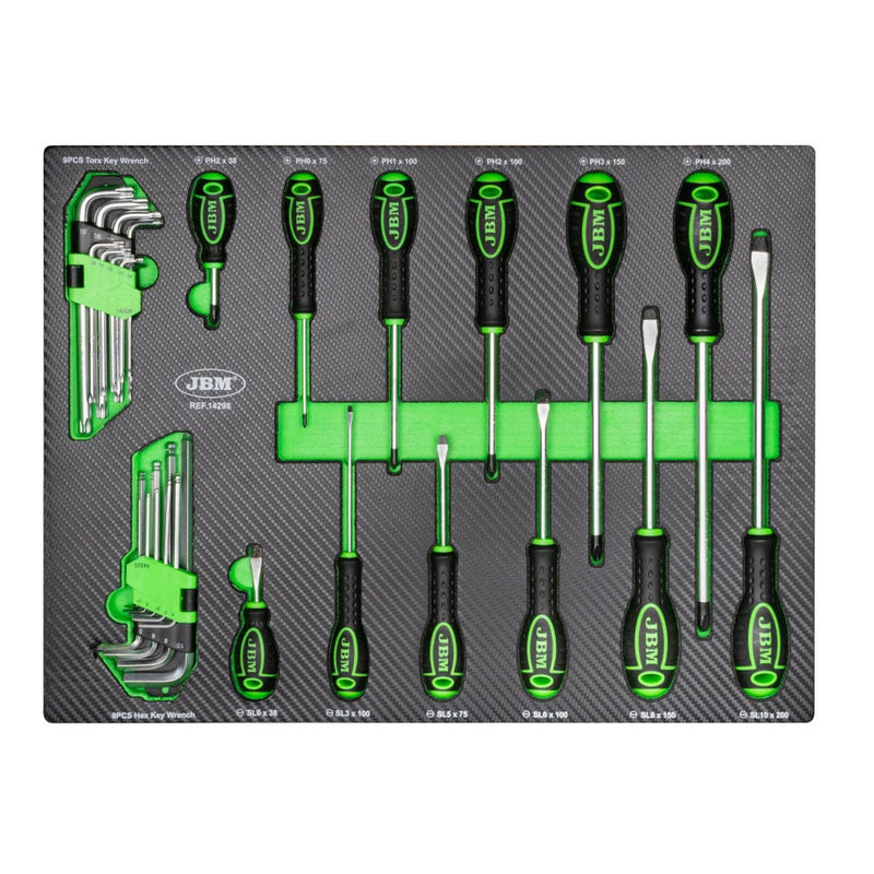 Carro 7 cajones verde con herramientas incluidas  -  JBM JBM Carro herramientas