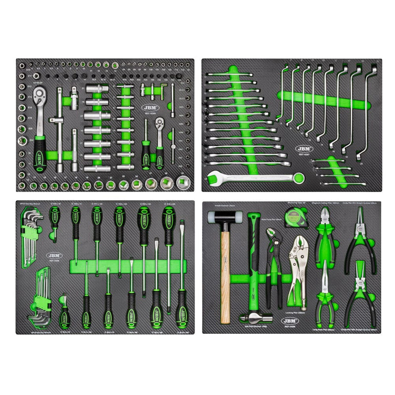 Carro 7 cajones verde con herramientas incluidas  -  JBM JBM Carro herramientas