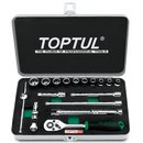 Juego de llave carraca 1/4″ + vasos 12c pulgadas (18 pzas.) - TOPTUL Toptul JUEGO DE LLAVES