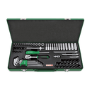 Juego de llave carraca 1/4″ + vasos 6c + puntas (72 pzas.) - TOPTUL Toptul Juego llaves