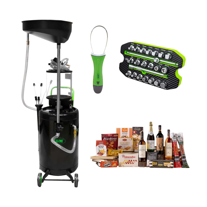 Recogedor de aceite +Juego vasos para tapones cárter+Extractor de filtros - JBM JBM Recogedor aspirador aceite