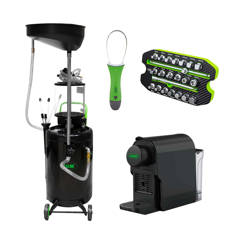 Recogedor de aceite +Juego vasos para tapones cárter+Extractor de filtros - JBM JBM Recogedor aspirador aceite