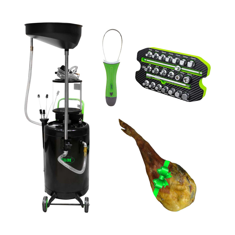 Recogedor de aceite +Juego vasos para tapones cárter+Extractor de filtros - JBM JBM Recogedor aspirador aceite