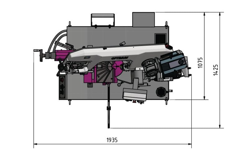 Sierra SD 351AV - Semi-Automática 400V  -  OPTIMUM Optium Sierras de cinta