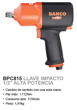 Llave impacto 1/2"+Carraca neumática 1/2"  -  BAHCO +IRIMO Suministros Industriales GT