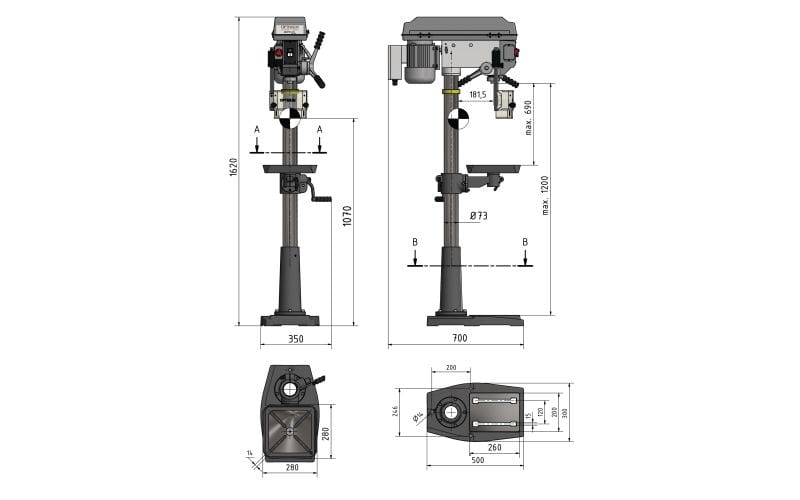 Taladro columna DQ25 230V  -  OPTIMUM Optium Taladro columna