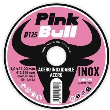 Pack 25 uds. Disco de corte para acero e inoxidable 125x1mm Pink Bull