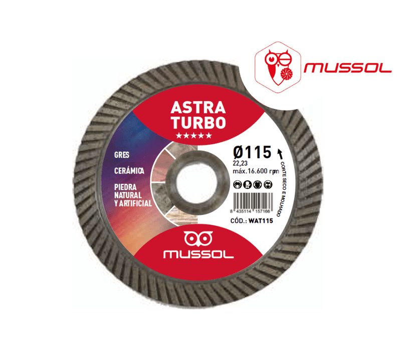 Disco diamante 115mm Astra Turbo - Mussol MUSSOL Disco diamante