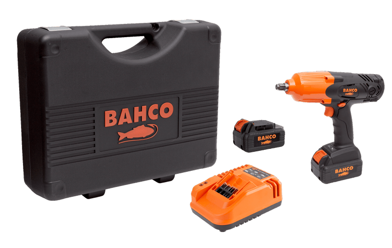 Kit pistola impacto batería 18V 1/2" par regulable 590Nm Bahco