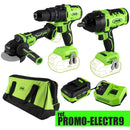 Taladro + Llave impacto + Amoladora + Batería + Cargador + Mochila - JBM JBM Herramienta electrica