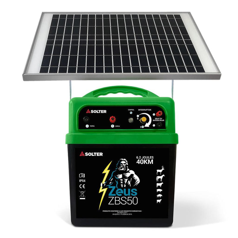 Kit electrificador de cerca ZBS50 + Panel solar Zeus   - SOLTER Solter